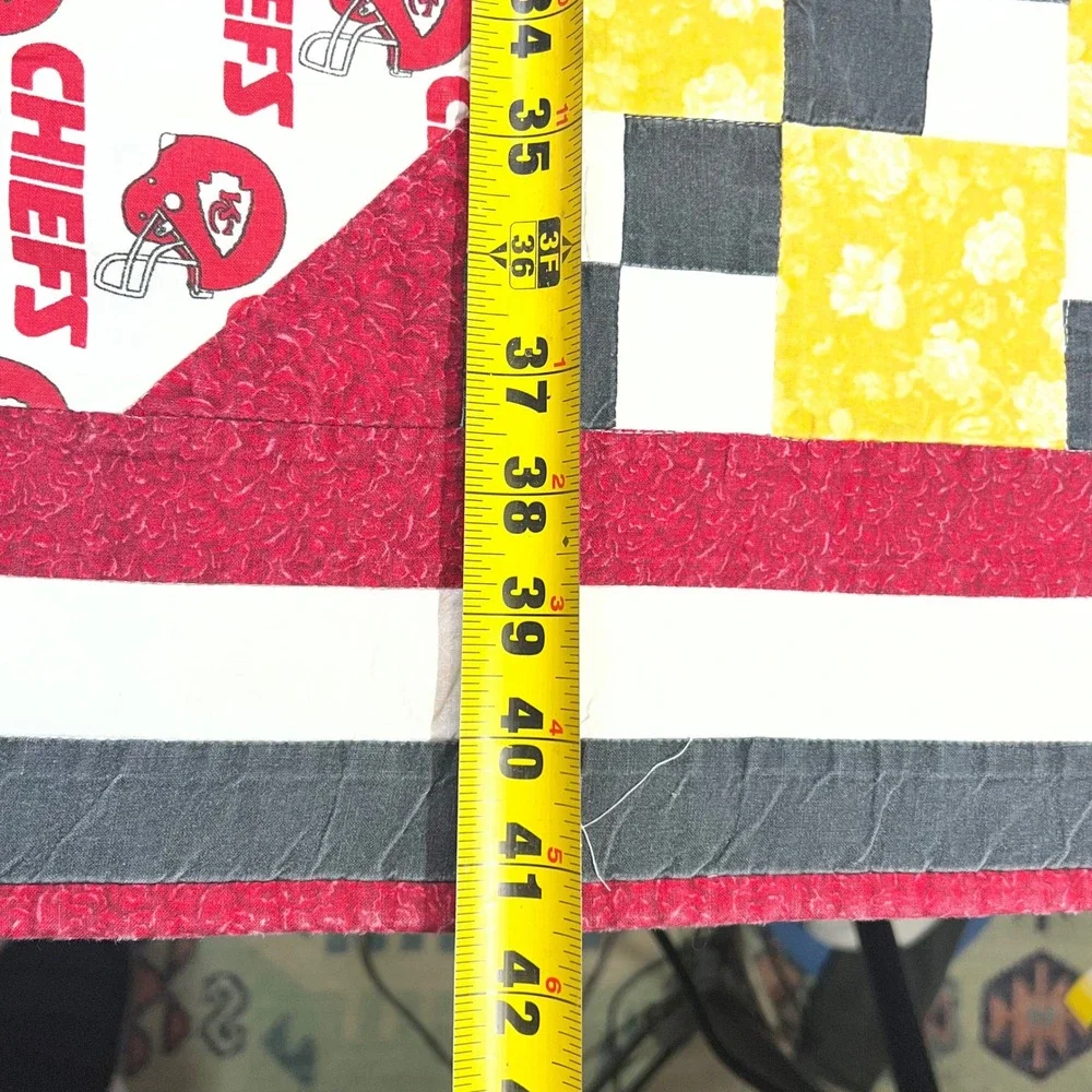 Kansas City Chiefs Handmade‎ Patchwork Quilt Throw Blanket Red Gold 59x41